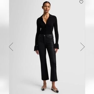 7 For All Mankind Black Coated Slim Kick High Waist 26 *NWT*